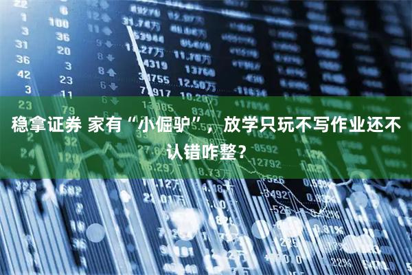 稳拿证券 家有“小倔驴”，放学只玩不写作业还不认错咋整？